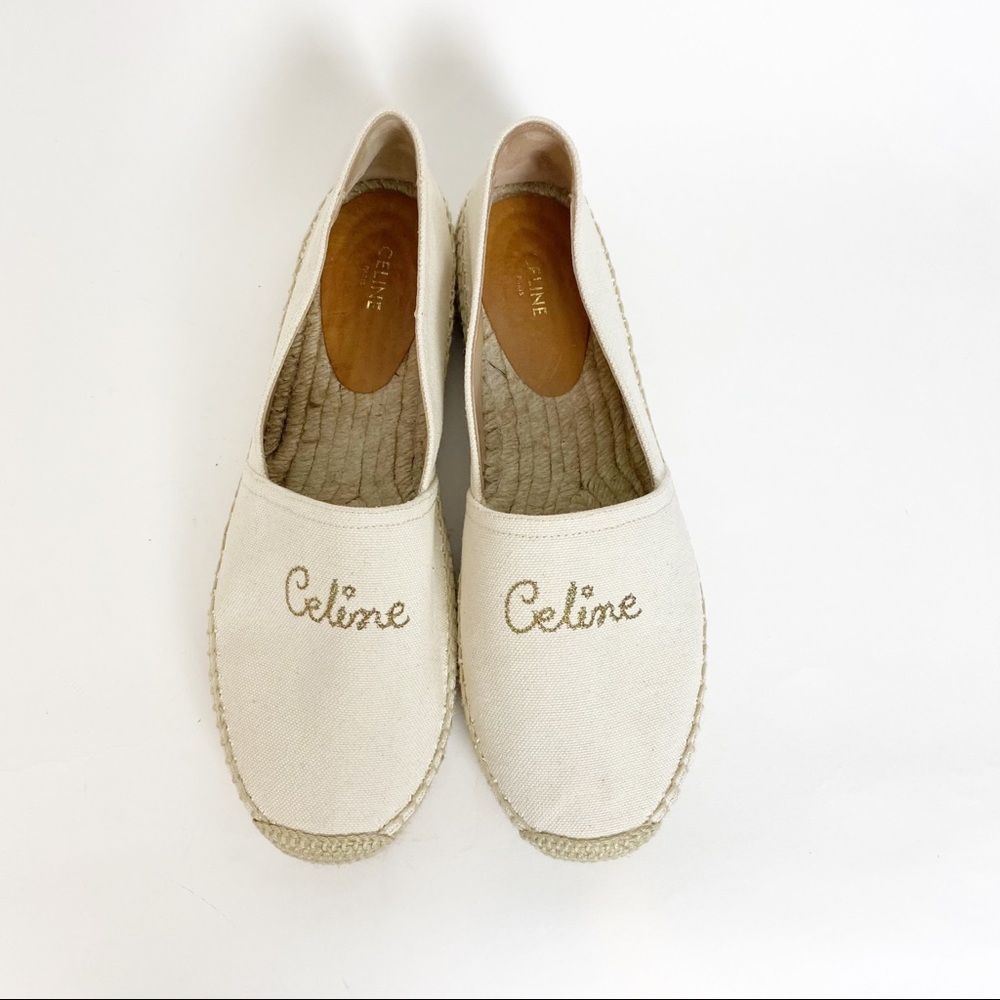 Celine canvas logo ivory espadrilles